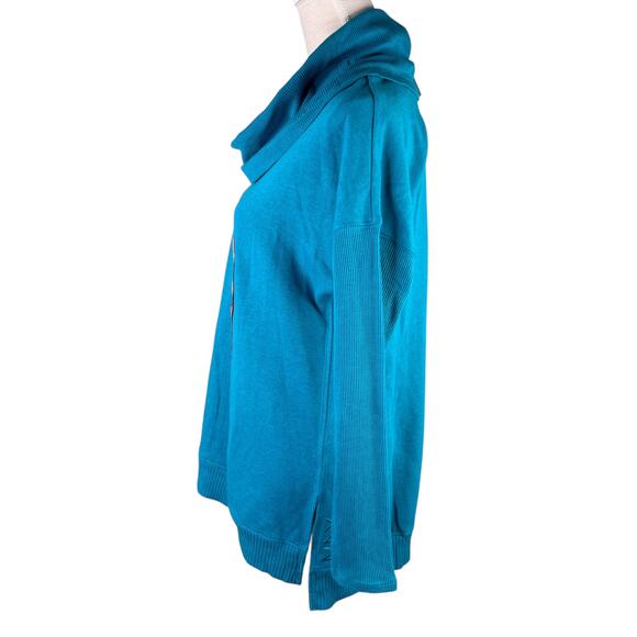 Andrew Marc NY Performance Fleece Cowl Neck Tunic Top Azure Turquoise M New - Picture 11 of 13